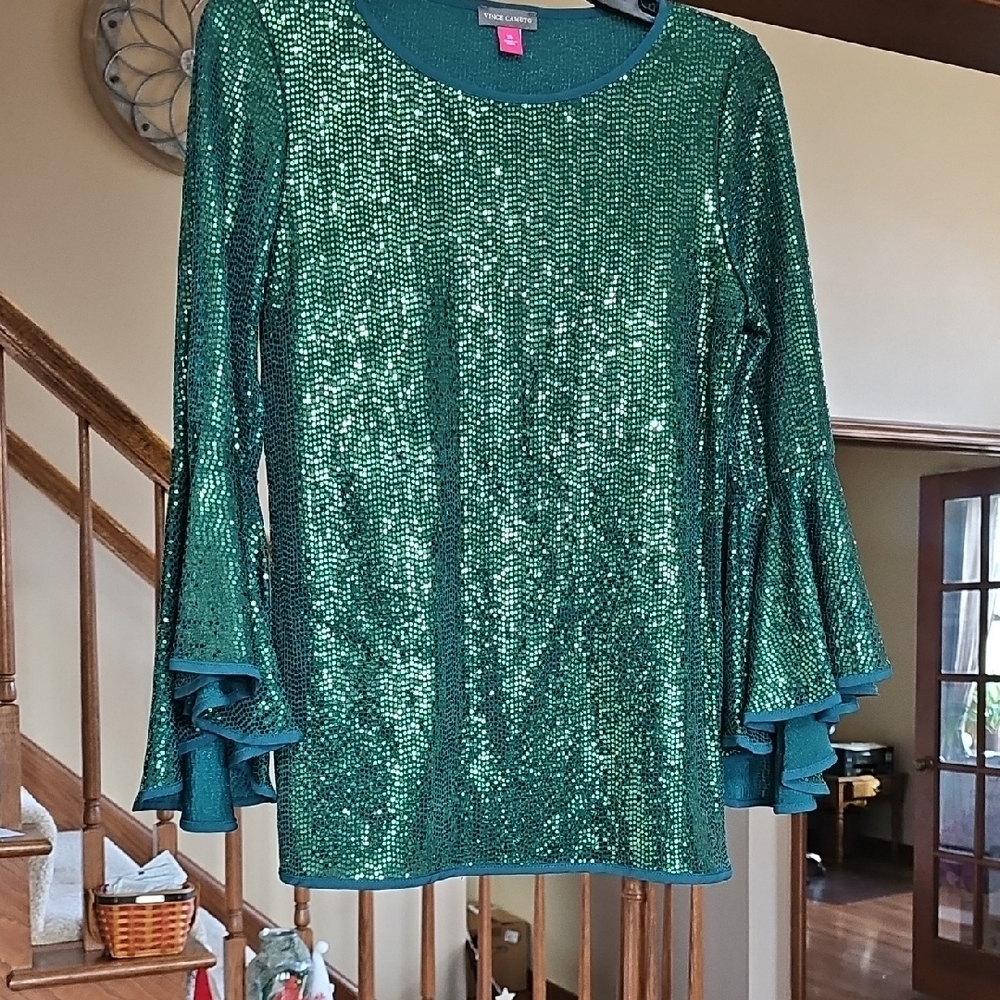 Vince Camuto Emerald Sequin Blouse